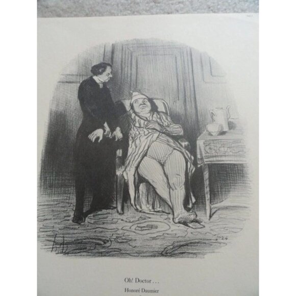 Vintage Honore Daumier Oh! Doctor...1847 Reproduction Print Black And White - Picture 6 of 7